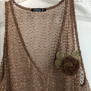 Netted tank with floral embellishment